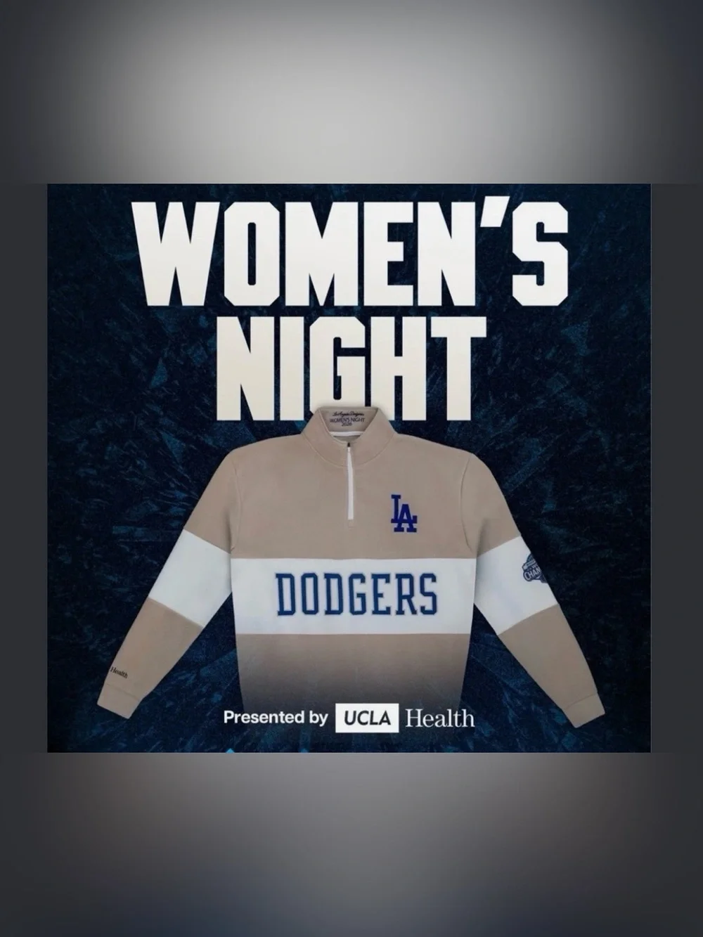 Dodgers Exclusive Women's Night Quarter Zip Sweater. Authentic from 4/28/2026